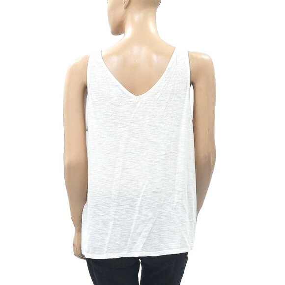 Lucky Brand Embroidered Tank Blouse Top Sleeveless Ivory Peasant Resort S - Picture 3 of 5